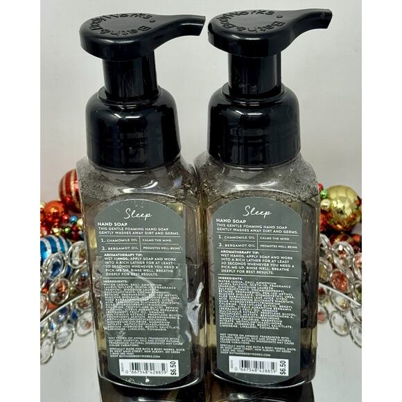 2 Bath and Body Works Aromatherapy BLACK CHAMOMILE SLEEP Foaming Hand Soap 8.75 - Picture 7 of 8